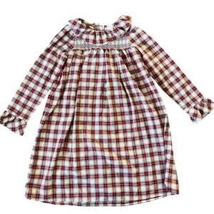 Janie and Jack Girls Red‎ Plaid Smocked Long Sleeve Night Gown PJs Dress Size 8